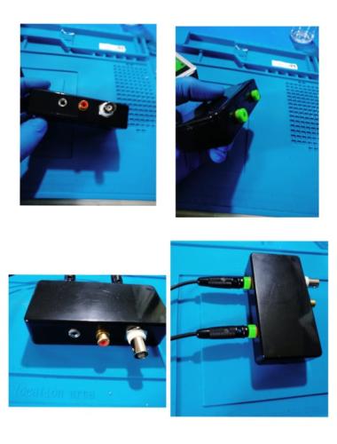 triple adapter from two Banana plugs to RCA, 3.5mm jack , BNC female